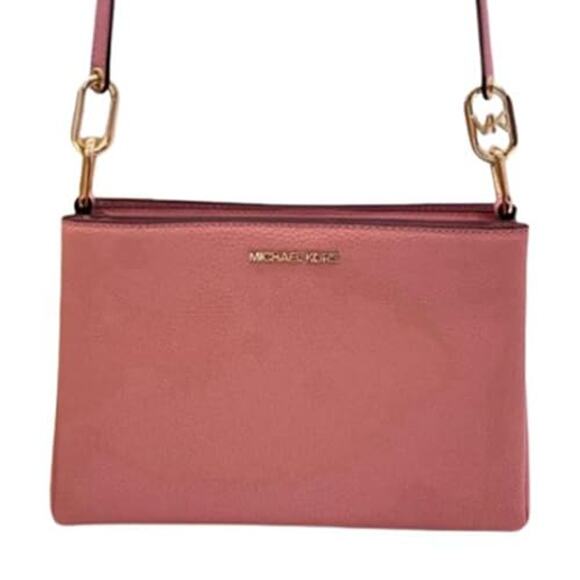 NWT Michael Kors Women Trisha Medium Pebbled Leather Crossbody Bag ,Pink -OS - Picture 1 of 5
